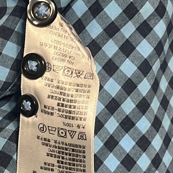 TOMMY BAHAMA BLUE CHECK PIMA COTTON SHIRT MADE IN PERU SIZE 2XB - Picture 9 of 10